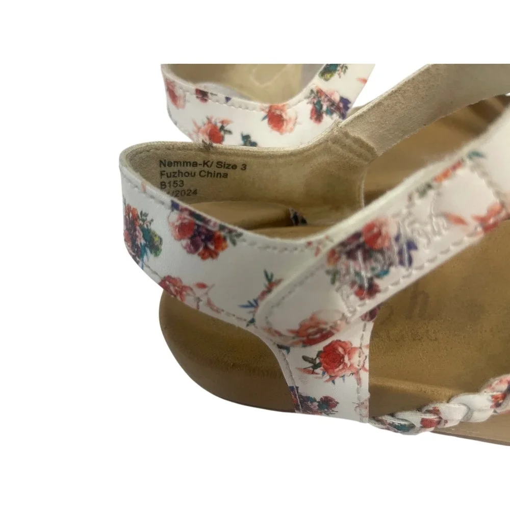 Blowfish Malibu Nemma-K Kids Floral Strappy‎ Braided Sandals White Multi Size 3